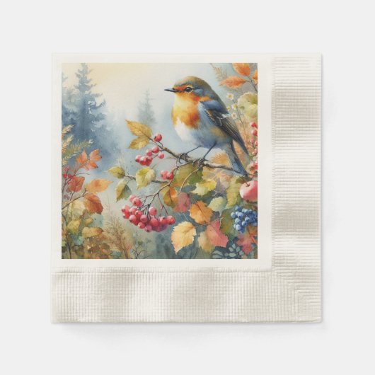 Autumn Bird Paper Napkin Serviette (Vorderseite)