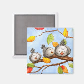 Autumn Birds Trio Magnet (Vorderseite/Rückseite)