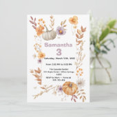 Autumn Birthday Invitation, Fall Pumpkin Party Einladung (Stehend Vorderseite)