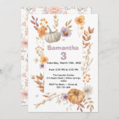 Autumn Birthday Invitation, Fall Pumpkin Party Einladung (Vorne/Hinten)