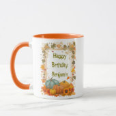 Autumn Birthday Mug Personalized Fall Pumpkins Tasse (Links)