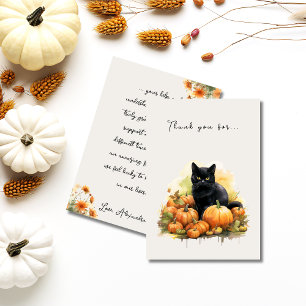 Autumn Black Cat & Pumpkins Dankeskarte
