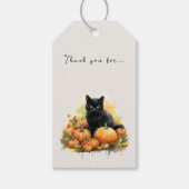 Autumn Black Cat & Pumpkins Geschenkanhänger (Vorderseite)