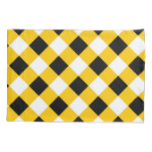 Autumn Black Yellow Checkered Geometric Pattern Kissenbezug (Rückseite)