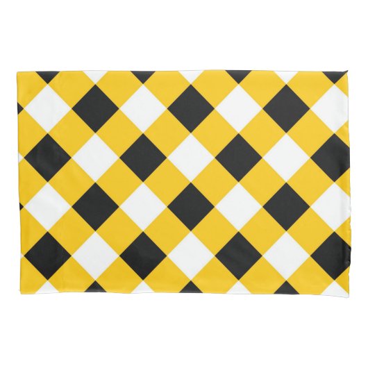 Autumn Black Yellow Checkered Geometric Pattern Kissenbezug (Vorderseite)