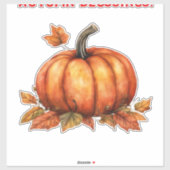 Autumn Blessings Pumpkin with Fall Leaves Classic Aufkleber (Blatt)