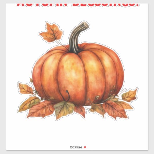 Autumn Blessings Pumpkin with Fall Leaves Classic  Aufkleber (Blatt)