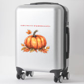 Autumn Blessings Pumpkin with Fall Leaves Classic Aufkleber (Koffer)