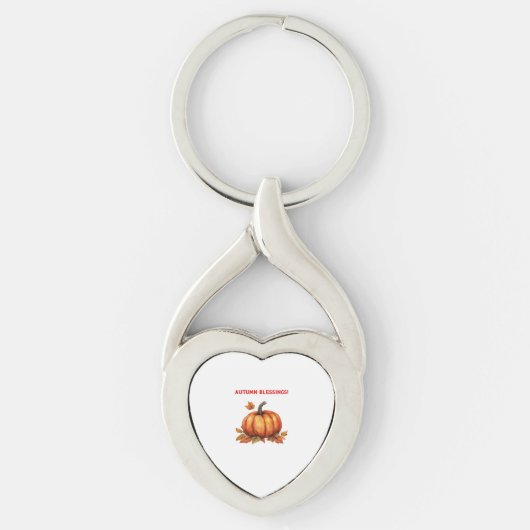 Autumn Blessings Pumpkin with Fall Leaves Classic  Schlüsselanhänger (Vorderseite)