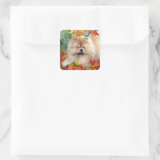AUTUMN BLISS chow Quadratischer Aufkleber (Tasche)