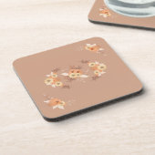 Autumn Bloom – Beige & Orange Floral Art Getränkeuntersetzer (Linke Seite)
