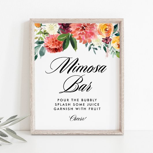 Autumn Blooms Brautparty Mimosa Bar Poster