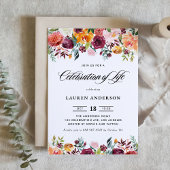 Autumn Blooms Garland Floral Celebration of Life Einladung