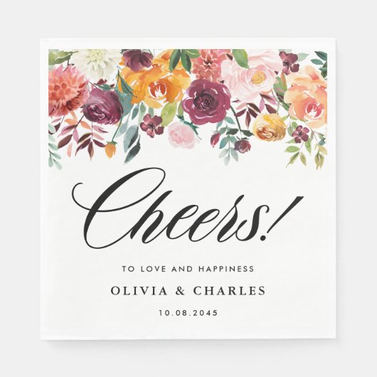 Autumn Blooms Garland Hochzeit im Herbst Serviette (Vorderseite)