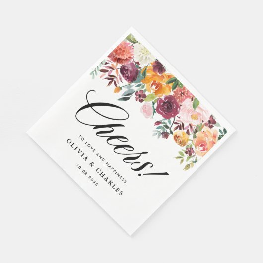 Autumn Blooms Garland Hochzeit im Herbst Serviette (Ecke)