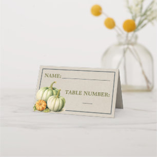 Autumn Blooms Pumpkin Fall Orange Green Wedding Platzkarte
