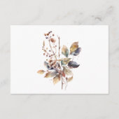 Autumn Blue Gold Red Leaves Watercolor Wedding Begleitkarte (Rückseite)