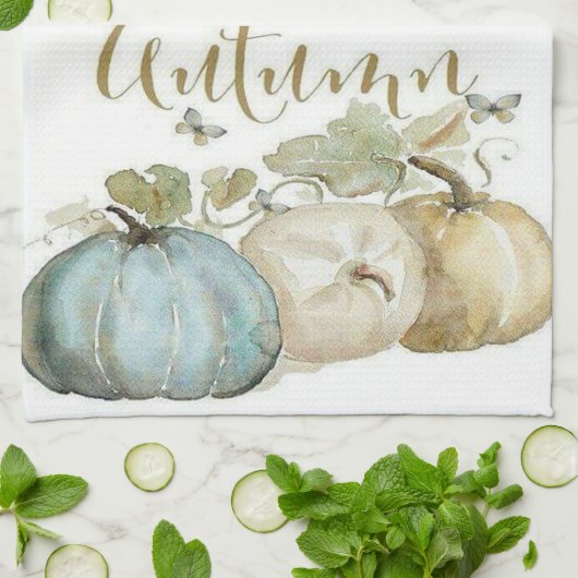 Autumn Blue Pumpkin Kitchen Schürze Küchentuch (Gefaltet)