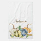 Autumn Blue White Green Orange Pumpkin Watercolor Geschirrtuch (Vertikal)