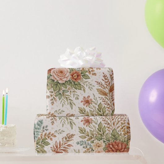 Autumn Blush Garden Floral Pattern Geschenkpapier (Partygeschenke)