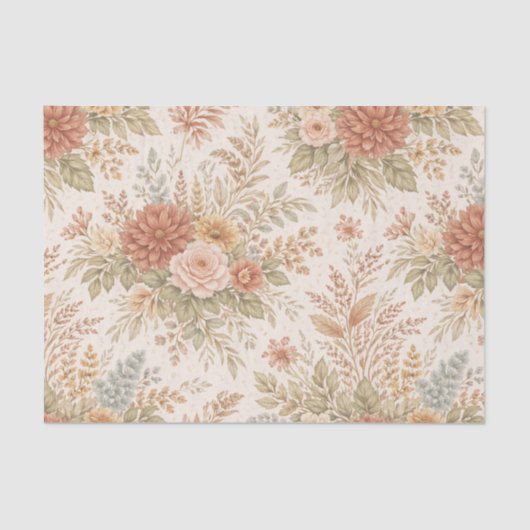 Autumn Blush Garden Floral Pattern Seidenpapier (Vorderseite)