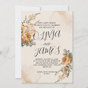 Autumn Boho Blooms Moderne Einladung zur Hochzei