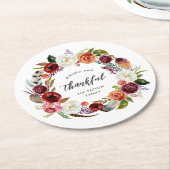Autumn Boho Blooms Personalisierter Erntedank Runder Pappuntersetzer (Angewinkelt)