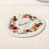 Autumn Boho Blooms Personalisierter Erntedank Runder Pappuntersetzer (Angewinkelt)