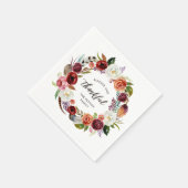 Autumn Boho Blooms Personalisierter Erntedank Serviette (Ecke)