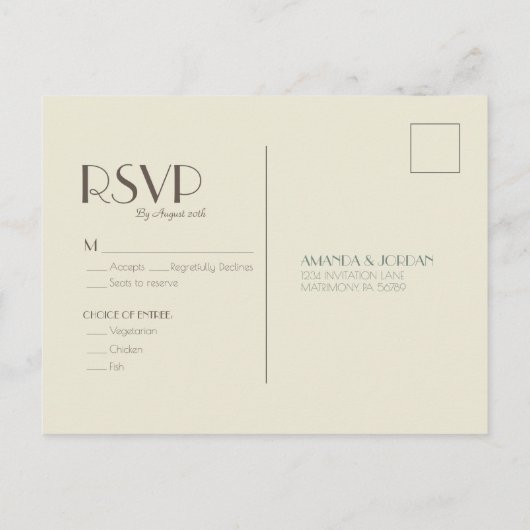 Autumn Boho Deko | Cream Wedding RSVP Einladungspostkarte (Rückseite)