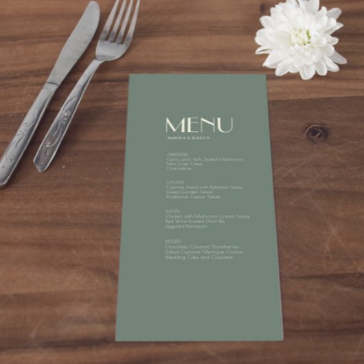 Autumn Boho Deko | Menü für grüne Hochzeiten von S Menükarte