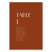 Autumn Boho Deko | Rostgast Tischnummer (Vorderseite)