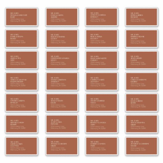 Autumn Boho Deko | Rust Guest Address Label (Vorderseite)