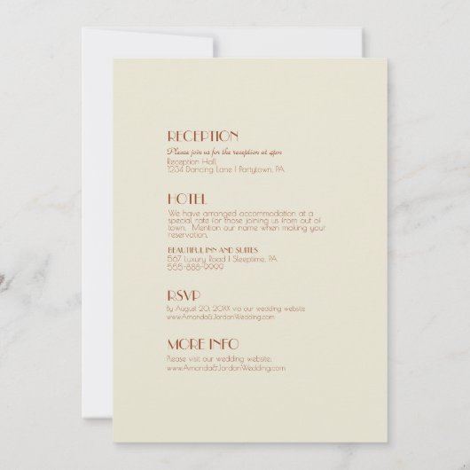 Autumn Boho Deko | Rust in einer Hochzeit Einladung (Rückseite)