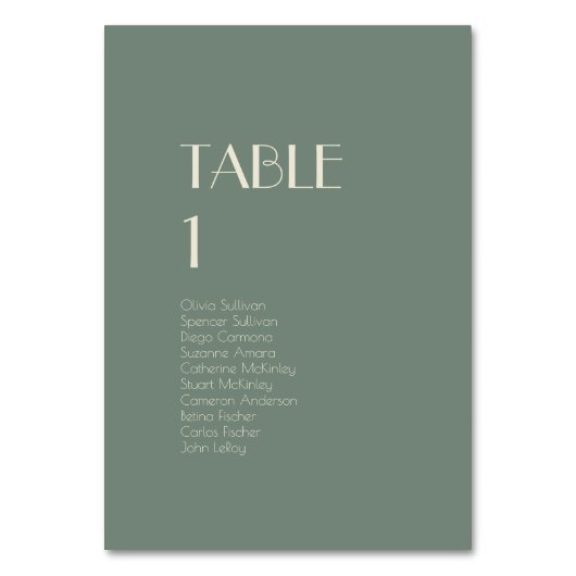 Autumn Boho Deko | Sage Green Tischnummer Gäste (Vorderseite)