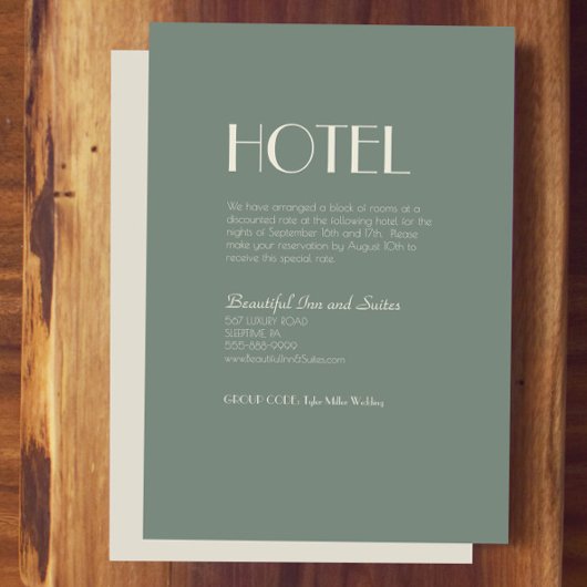 Autumn Boho Deko | Sage Green Wedding Hotel Begleitkarte