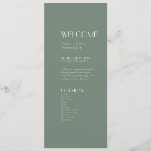Autumn Boho Deko | Sage Green Wedding Program Programm (Vorderseite)
