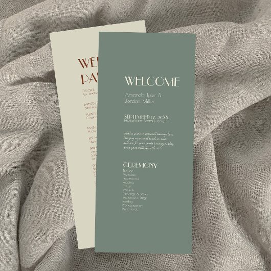 Autumn Boho Deko | Sage Green Wedding Program Programm