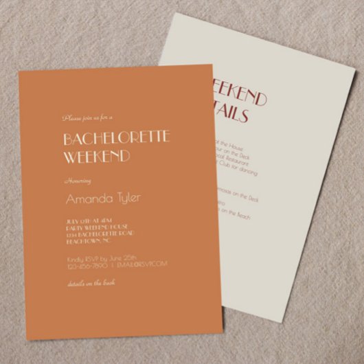 Autumn Boho Deko | Terracotta Bachelorette Wochene Einladung