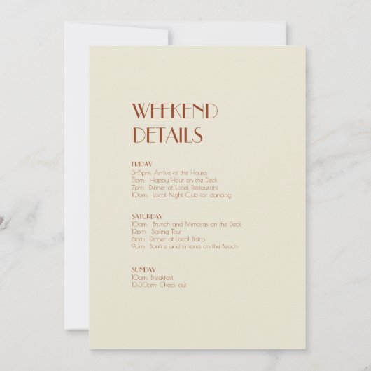 Autumn Boho Deko | Terracotta Bachelorette Wochene Einladung (Rückseite)