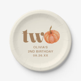 Autumn Boho Fall Watercolor Pumpkin 2. Geburtstag Pappteller