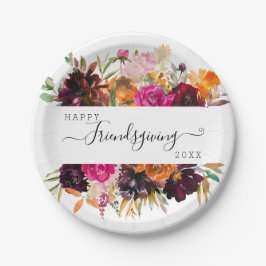 Autumn Boho Floral Friendsgiving Pappteller