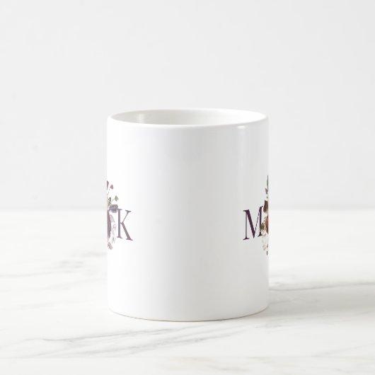 Autumn Boho Floral Mit Monogramm Kaffeetasse (Mittel)