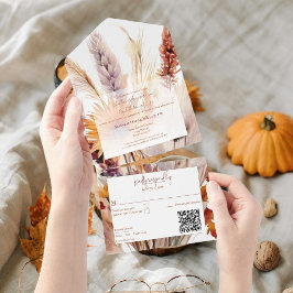 Autumn Boho Floral Wedding | weiß All In One Einladung
