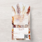Autumn Boho Floral Wedding | weiß All In One Einladung (Innen Boden)