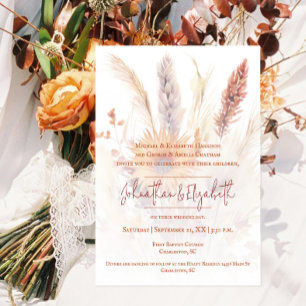 Autumn Boho Floral Wedding weiß Einladung