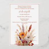 Autumn Boho Floral Wedding | weiß Folieneinladung (Vorderseite)