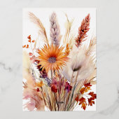 Autumn Boho Floral Wedding | weiß Folieneinladung (Rückseite)