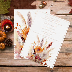 Autumn Boho Floral Wedding weiß Folieneinladung