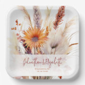 Autumn Boho Floral Wedding | weiß Pappteller (Vorderseite)